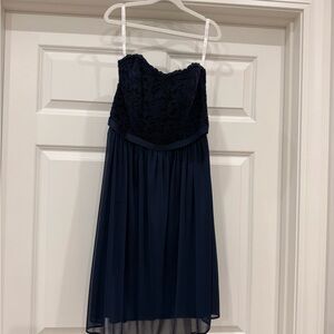 Elegant Navy Blue Strapless Dress